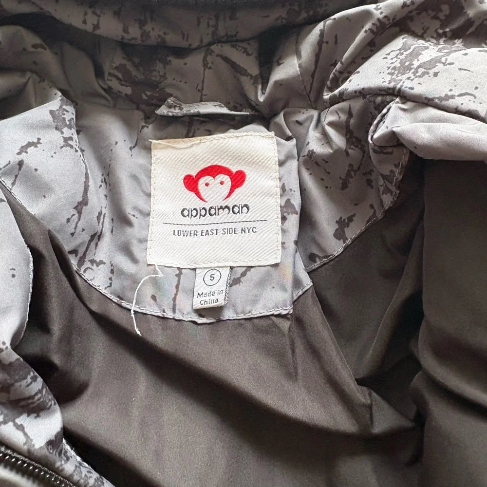 Appaman Charcoal and Black Kids Puffer Jacket 80% Duck Down 20 Feathers